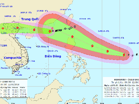 Dự báo thời tiết 12/9: Bão số 5, Siêu bão Mangkhut cùng mạnh lên áp sát Biển Đông